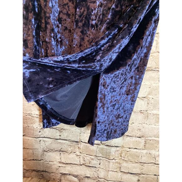 Slinky Brand Top Womens 2X Midnight Blue Crushed Velvet Pullover Tunic Stretch - Picture 2 of 13